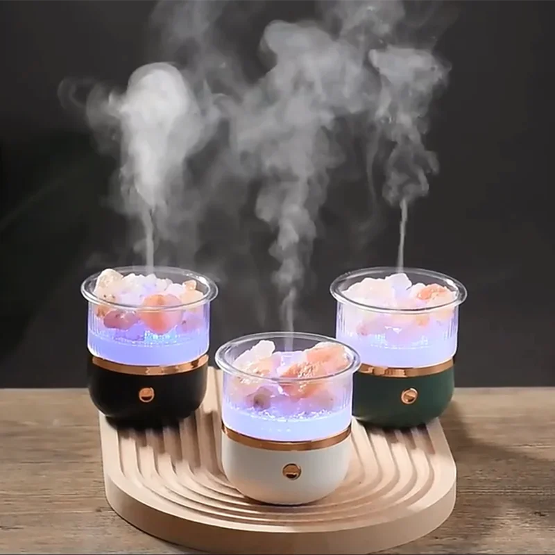 160ML Mini Ultrasonic Humidifier & Essential Oil Diffuser with Crystal Stone, 7-Color LED Night Light Portable USB for Car Home