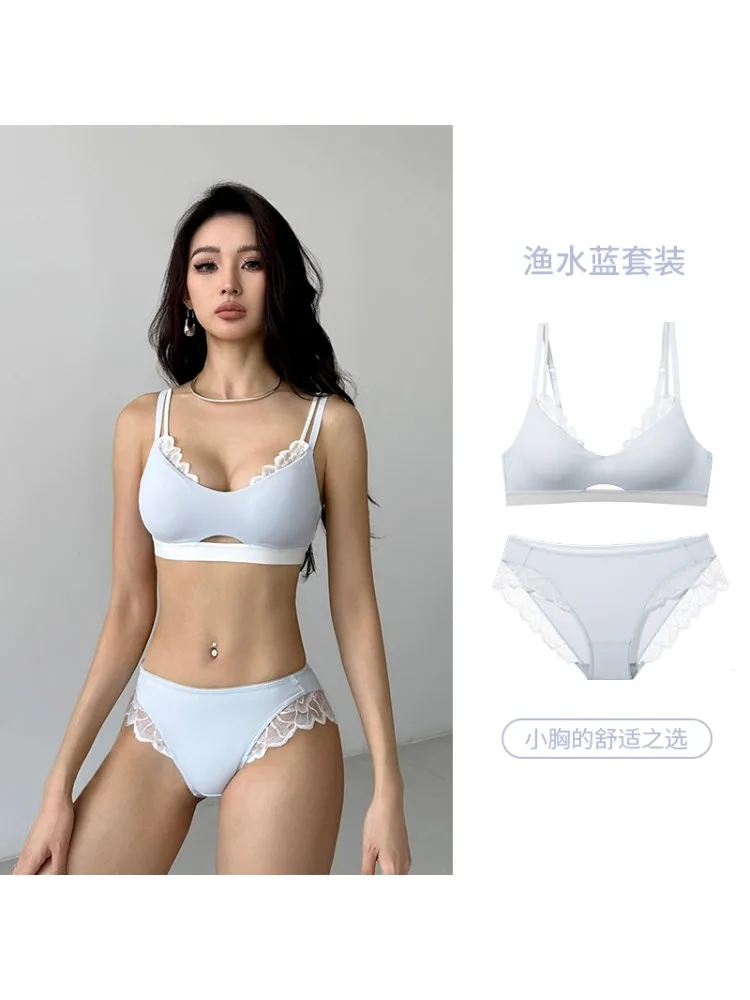 Ensemble soutien-gorge et culotte de sport Push Up Sexy, soutien-gorge T-shirt sans fil pour grand buste petit, Anti-affaissement grande taille, Bralette d'entraînement sans couture