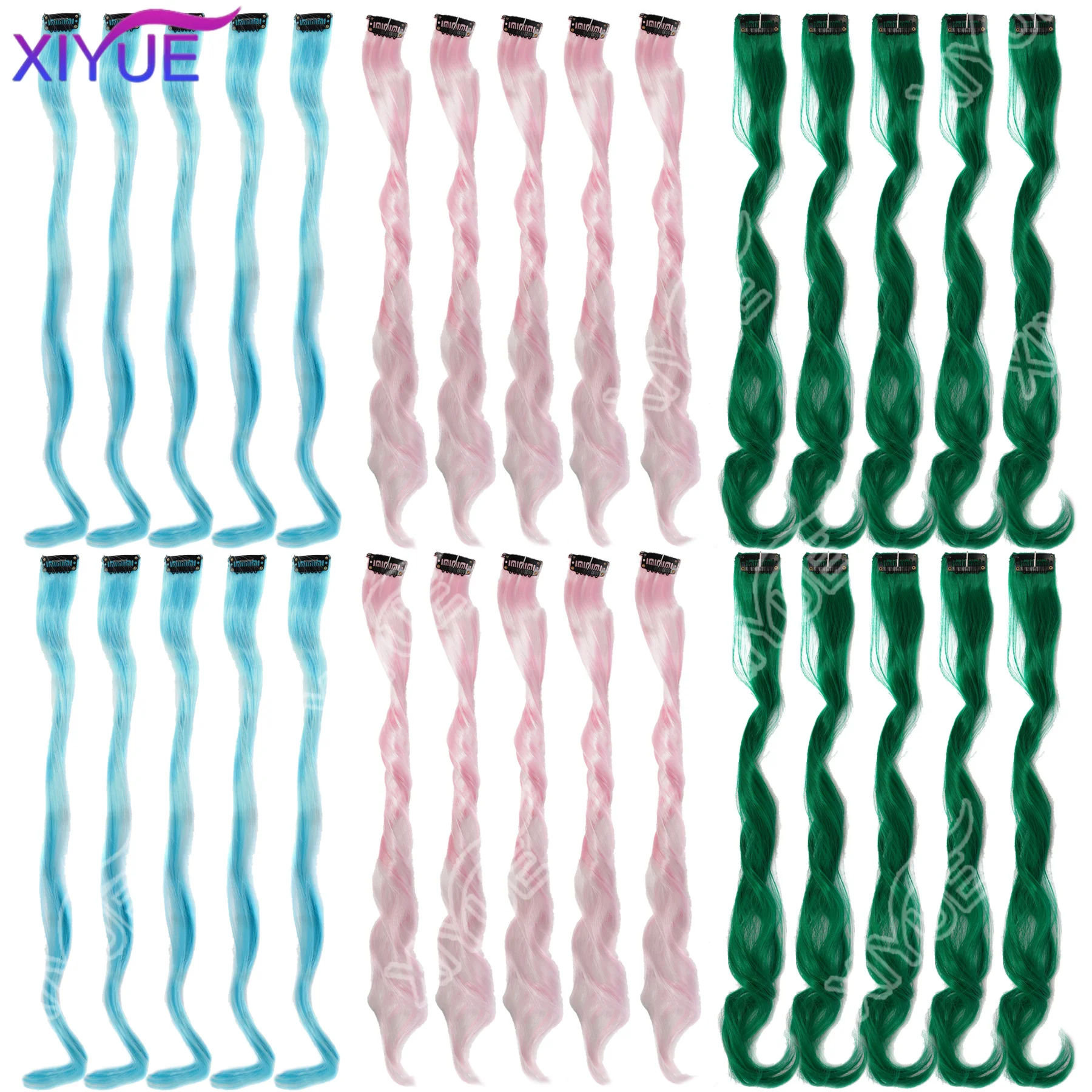 10Pcs Clip In Hair Clip In Wave Curly Hair Purple Red Wavy Hair With Clip In Hair Extension Synthetic 20inch Halloween Christmas