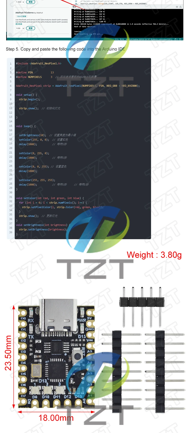 TZT NANO V3.0 / Nano SuperMini Type-C Development Board Atmega328p Chip ...