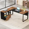L-Shaped Executive Desk with Reversible File Cabinet, 63" Office Desk with Storage Drawers, L-Shaped Computer Desk wi 3