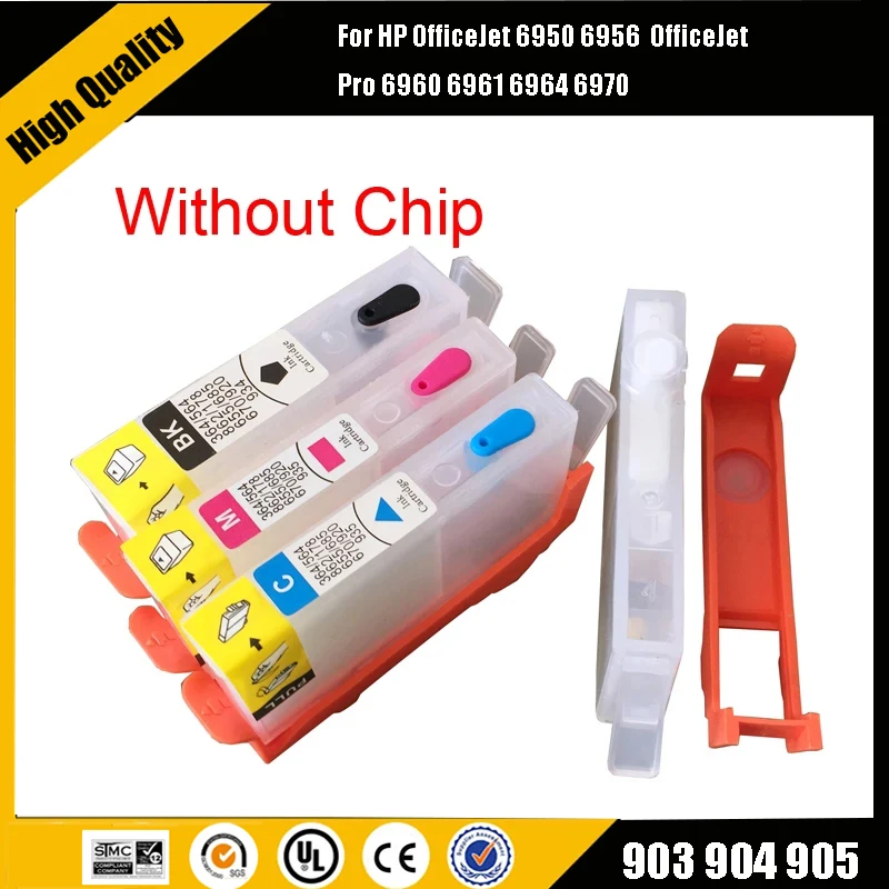 Einkshop Per Hp 903 904 905 Cartuccia Di Inchiostro Ricaricabile Senza Chip Per Hp Officejet 6950 6956 Officejet Pro 6960 6961 6964 6970