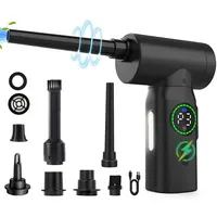 Portable Compressed Air Duster 2 in 1 Air Blower & Vacuum Cleaner Cordless 3 Speed Air Blower for Keyboard Computer Car Cleaning 1
