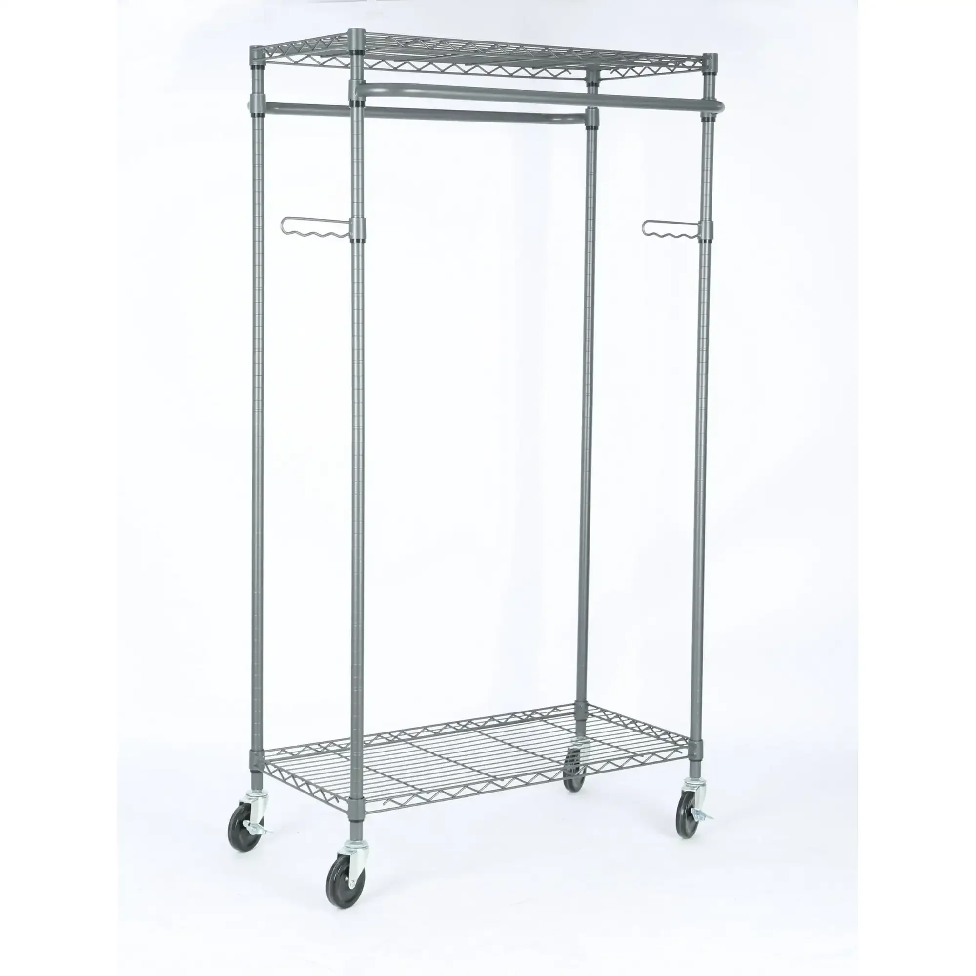 

Better Homes & Gardens Double Hanging Garment Rack, 38.2in Wx 23.6in Dx 66.1in H, Gunmetal Finish, Gray