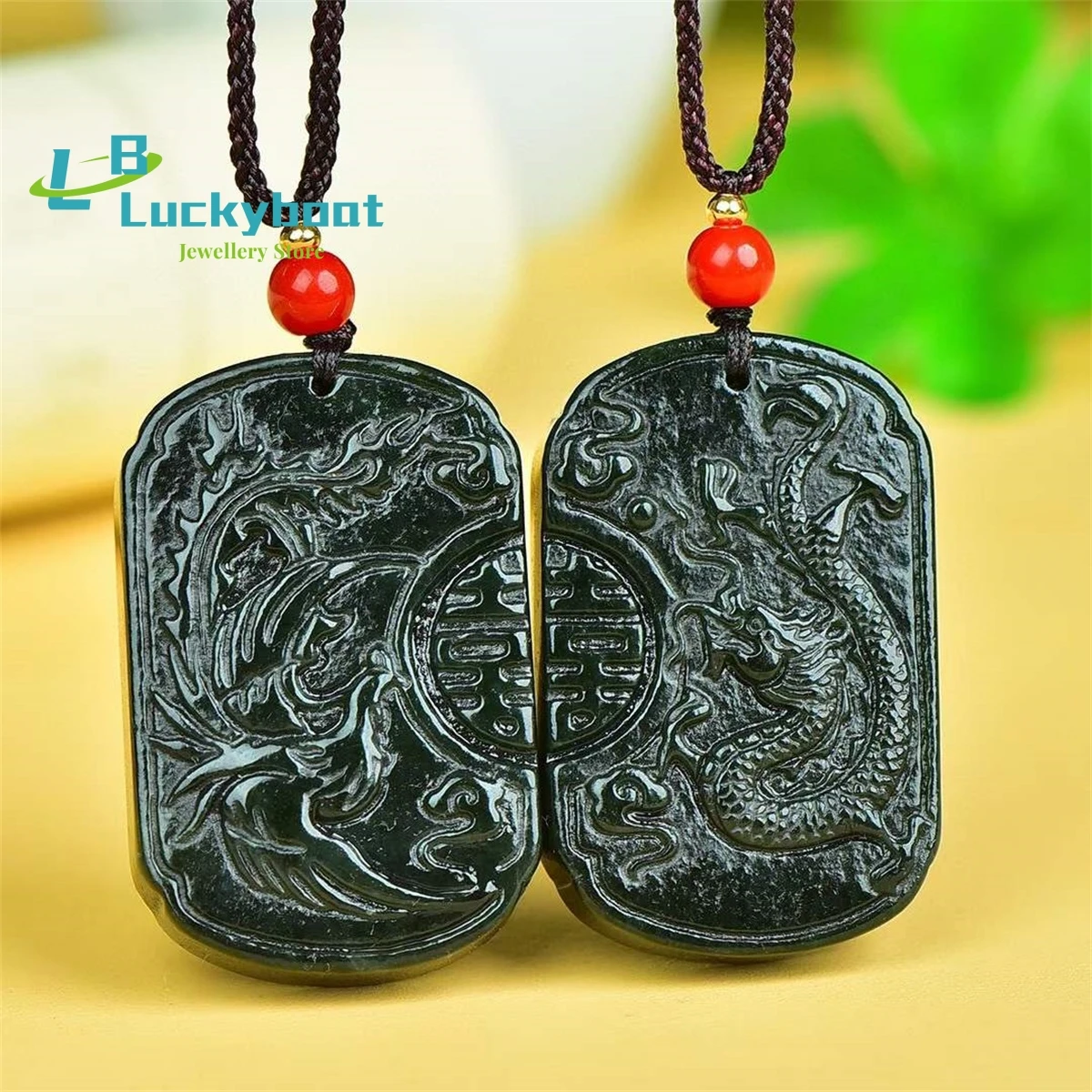 

Natural Hetian Qingyu Dragon Phoenix Pendant Simple and Personalized Exquisite Fashion Versatile for Men and Women