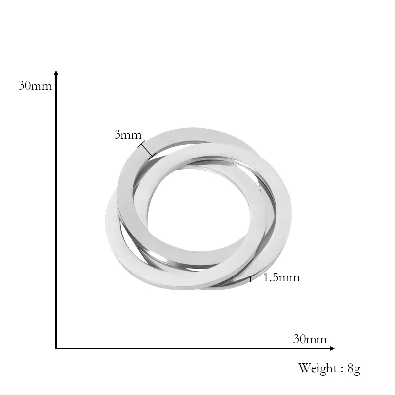 10Pcs/Lot 30mm Round Charms Chain&Buttons Stainless Steel Mirror Polish Pendant DIY Charm Pendant