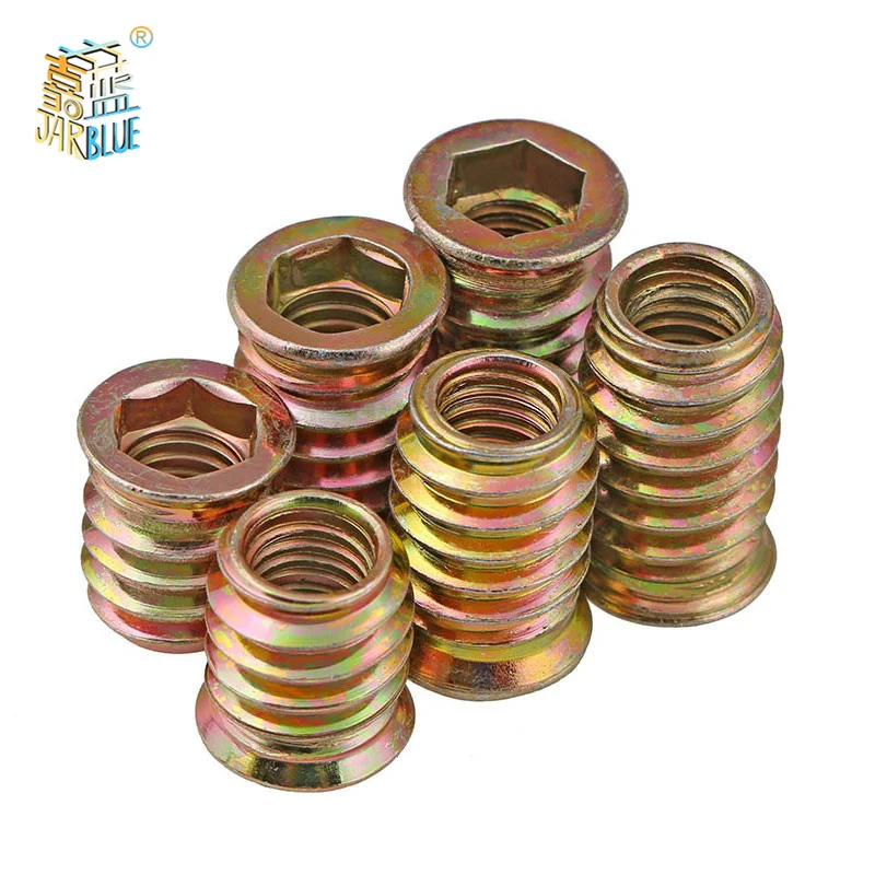 10pcs/20pcs M6 M8 M10 Zinc Alloy Iron Inside Carbon Steel Hex Socket Drive Insert Nuts Threaded For Wood Furniture