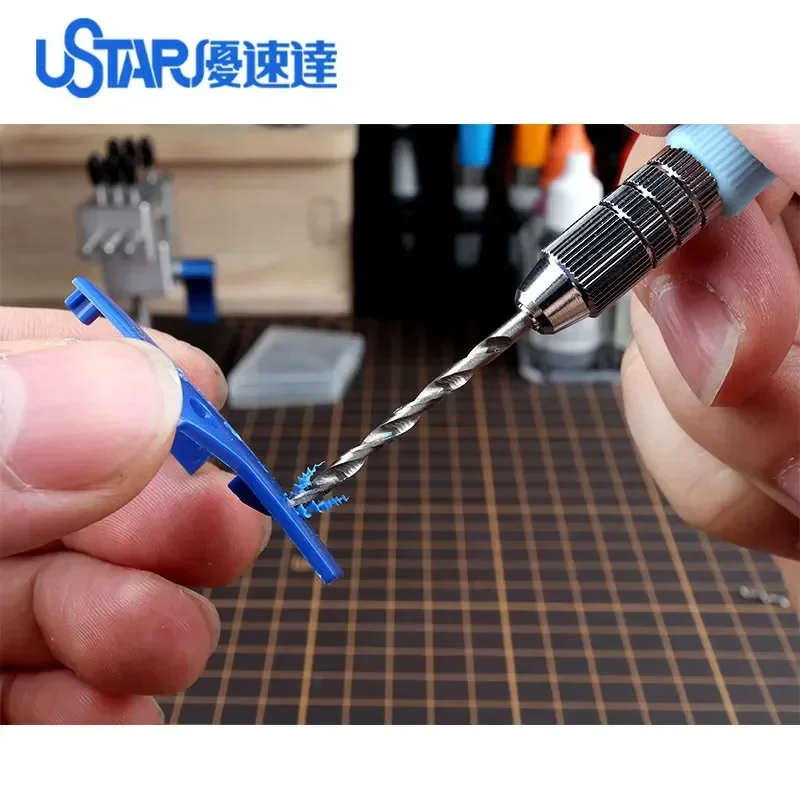 Ustar UA91300A 핸드 드릴 및 0.3mm1.2mm 드릴 비트 세트 - 모델 취미 DIY 조립 드릴링 액세서리