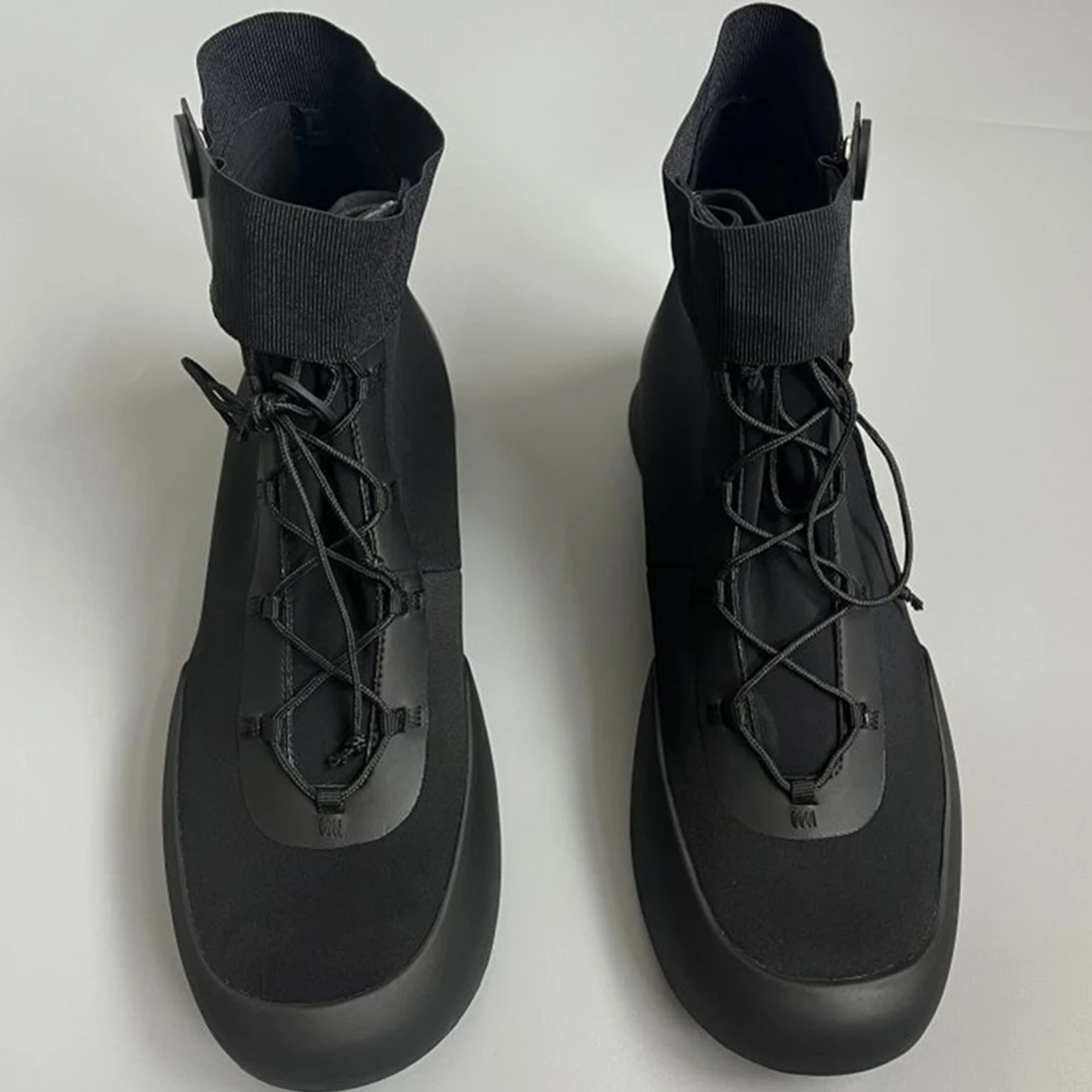 

Elmsk нордическая Минималистичная ретро обувь с высоким верхом для женщин с пэчворком черная кожаная удобная обувь кроссовки для женщин