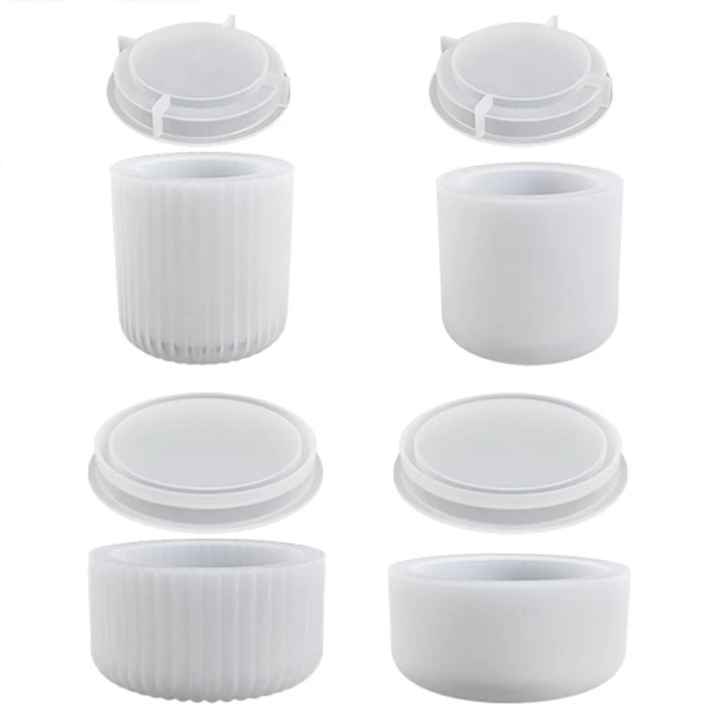 Description Picture 3 of itemSilicone Mould Candle Holder With Lid Candle Jar Cement Plaster Mini Flower Pot Mold DIY Concrete Wax Box Mould Home Crafts
