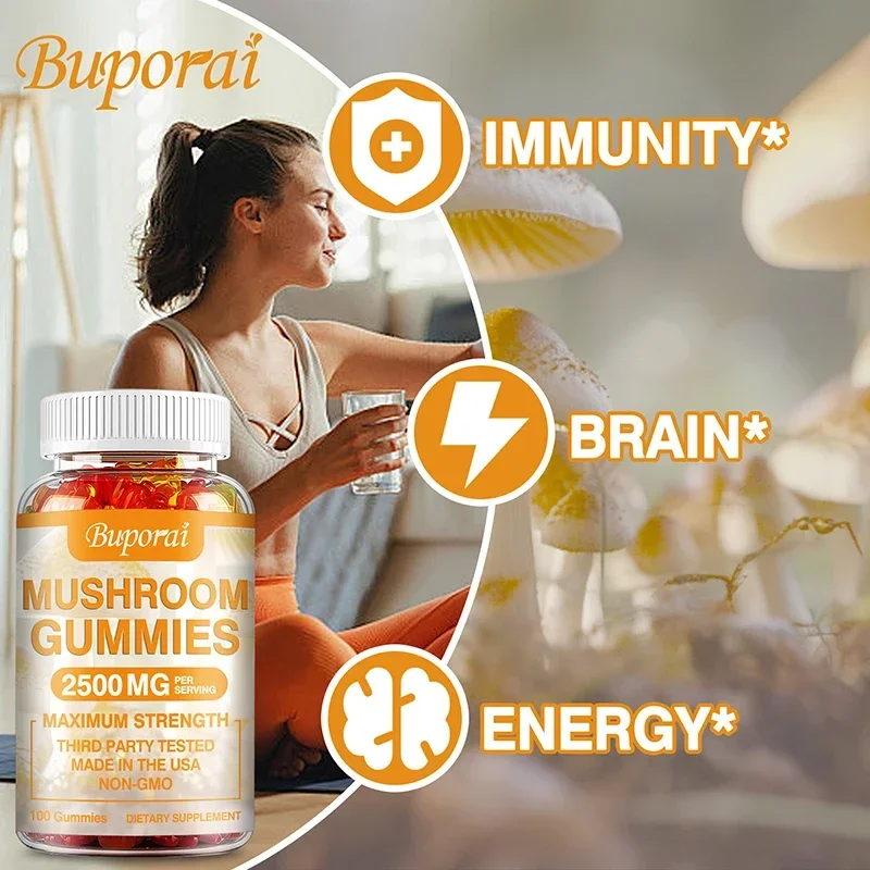 Mushroom Gummies Enhance Brain Memory Concentration Improve Immunity Relieve Stress