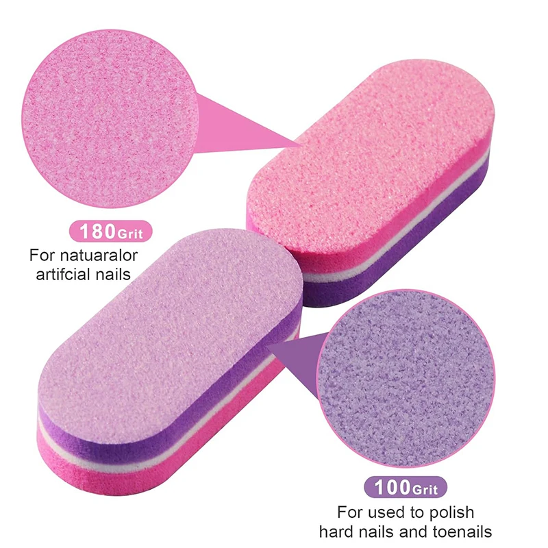 Description Picture 6 of item50 Pcs Mini Nail Files Block 100/180 Grit Sponge Buffers for Acrylic Nails Buffing Block Double Sided DIY Salon Manicure Tools