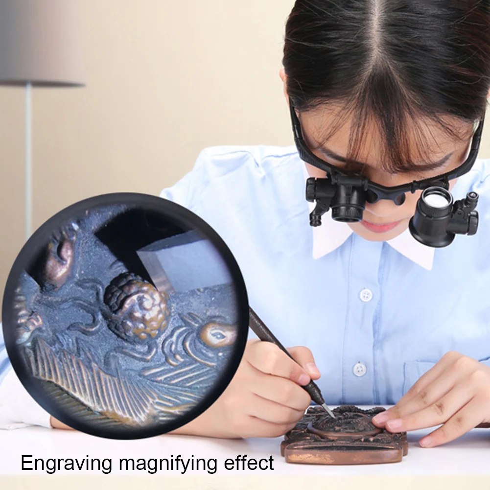 Anpro Vergrootglas Professioneel met LED Licht, 25X Maximale Vergroting met 14 Lenzen (3X, 4X, 5X, 6X, 7X, 10X, 15X), Vergrootglas met Verstelbare Hoek/ESD Klem AAA batterijvoeding (niet meegeleverd