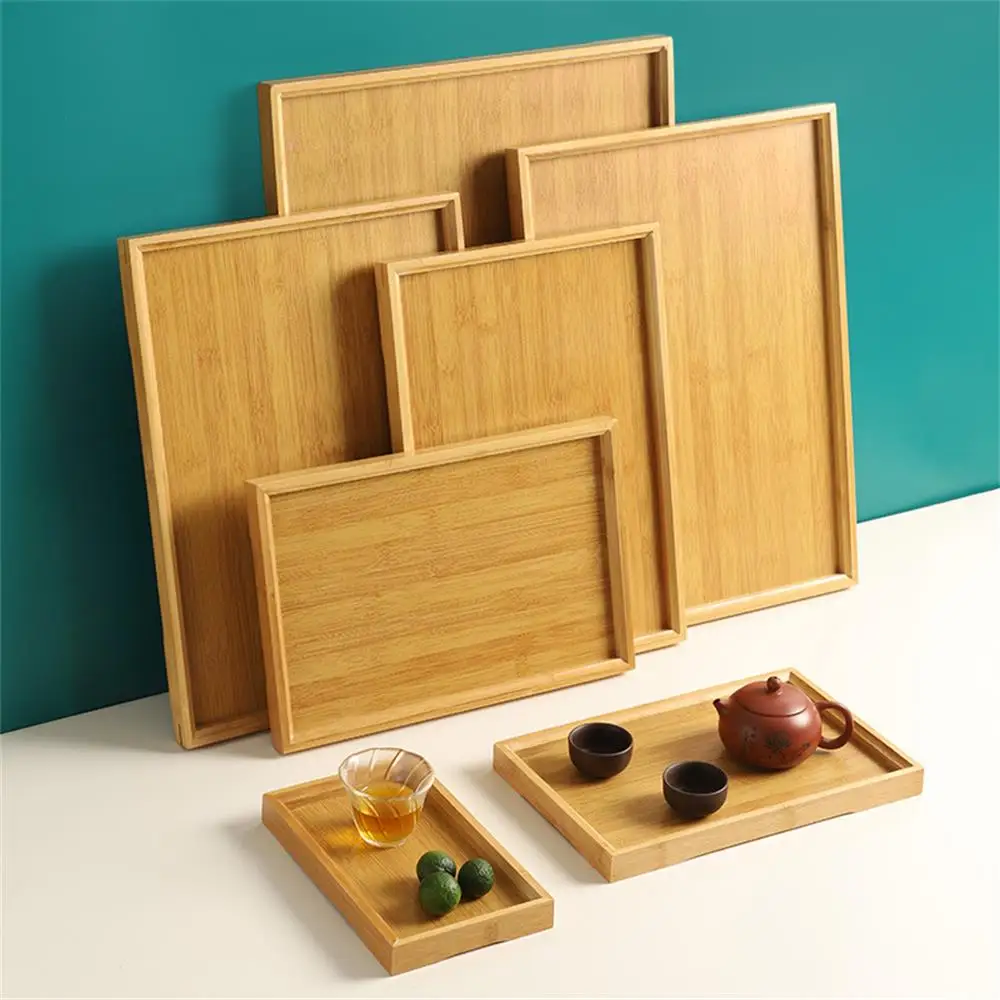 Wooden Tray Wooden Tray High-value Rectangular Solid Wood Tea Fruit Snack Desktop Storage Tools Homehold Restaurant Utility