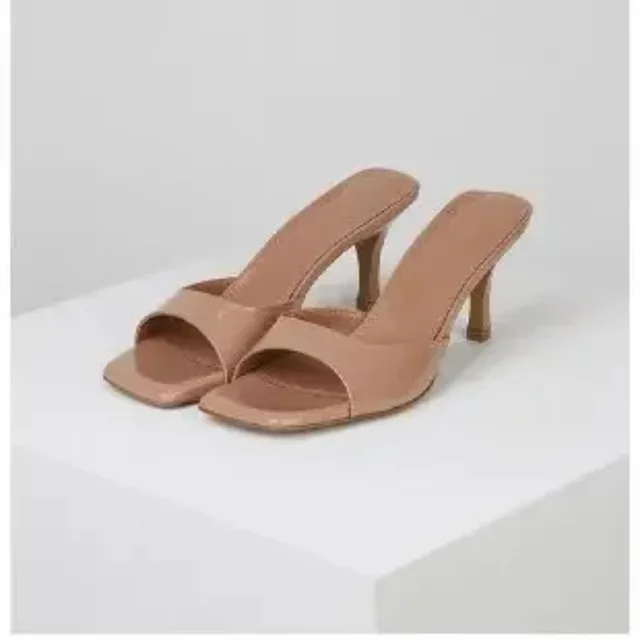 New Summer New Slippers Women  Trend Sexy Large Size Square Toe Thin Heels Shoes Ladies Casual Slippers Heel zapatos 35-42 1