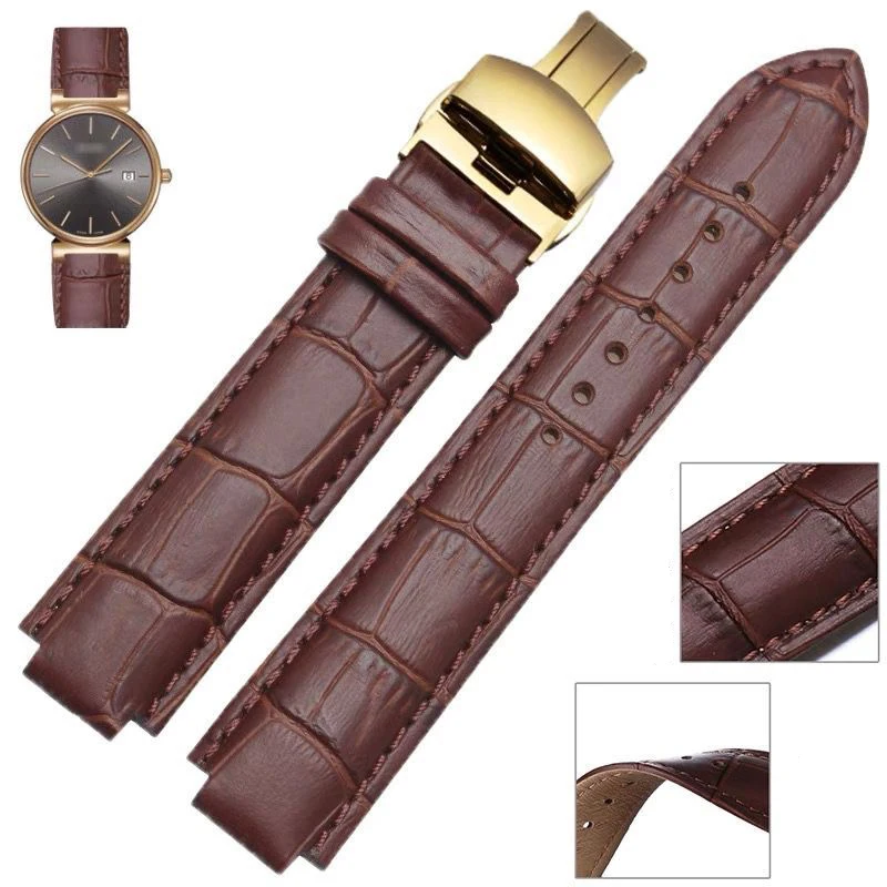 Convex Watch Strap Real Animal Skin Handmade Full Grain Leather Bracelet Accessory for BALLON BLEU DE ballon bleu