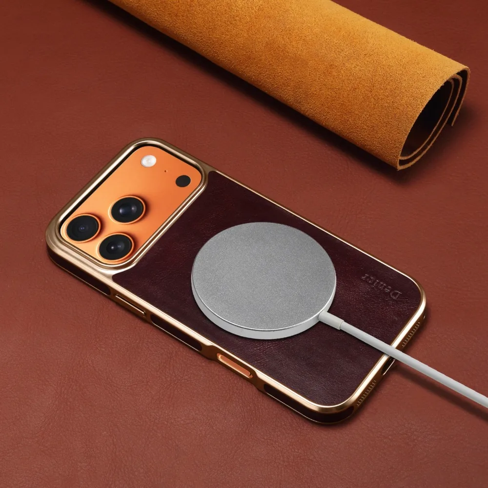 Premium Waxed Full-Grain Leather Case with Anti-Fingerprint Metal Frame & Hybrid Protection