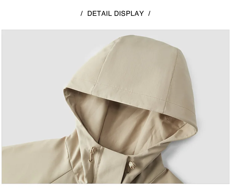 Jacket Women Mid-Length Jacket Sleeves Loose-Fit Waterproof Oil-Resistant Stain-Resistant New Autumn Hooded Jacket