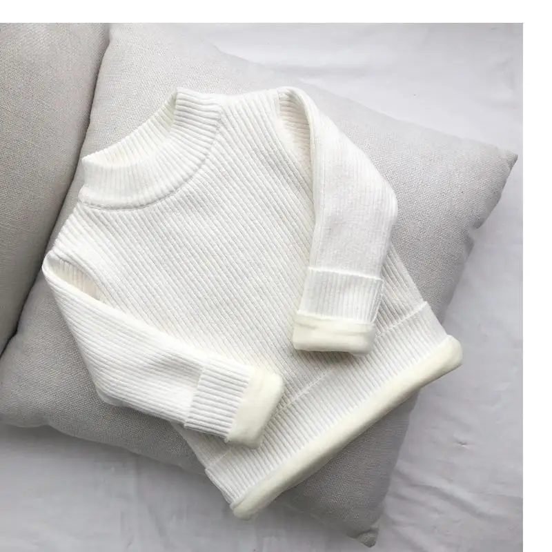 Girls Padded Sweater Winter Warm Bottom Shirt Boys Half High Neck Pullover Autumn New Baby Solid Color Tops Kids Clothes