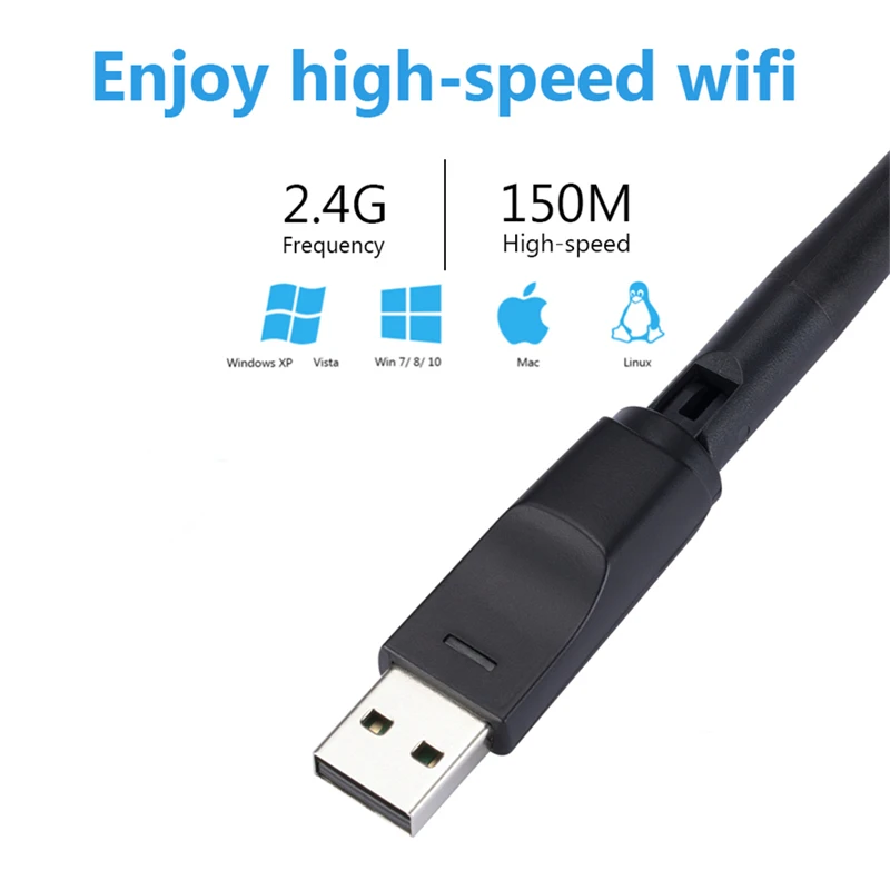 Adaptador Wifi Mini Usb sem Fio 150mbps Mt7601 Lan Receptor Wifi Dongle Antena 802.11 b g n pc Laptop Windows - Imagem 5
