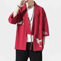 Crane Embroidery Haori Kimono Harajuku Japanese Style Plus Size Men Samurai Costume Yukata Asian Clothes Cardigan Women Jacket - Image 6