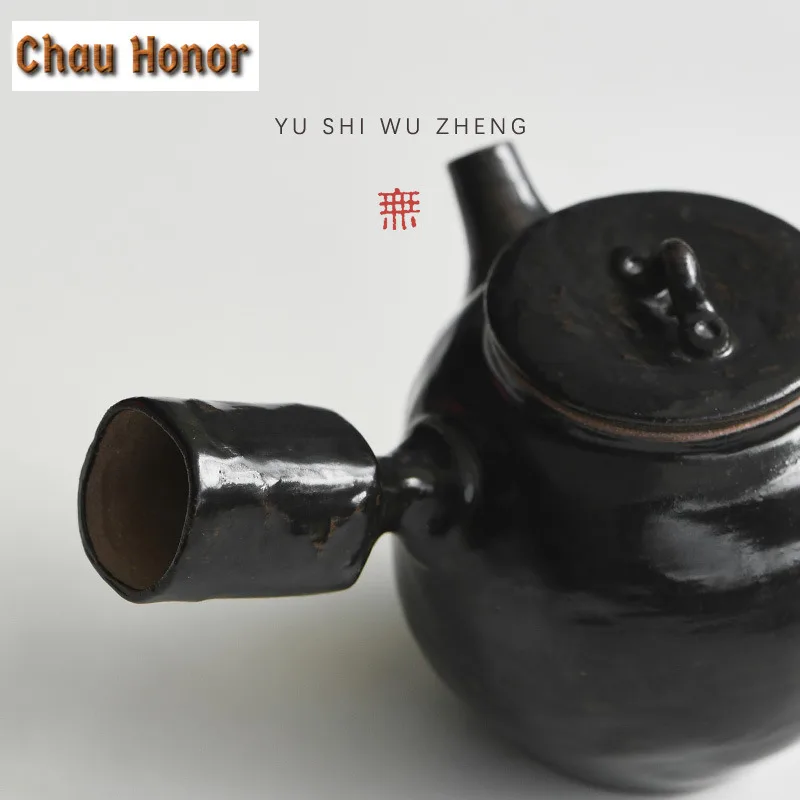 160ml Japanese Coarse Pottery Big Belly Teapot Japanese Tea Infuser Pot Tea Soaking Kettle With Filter Chinese Teaset Decoration