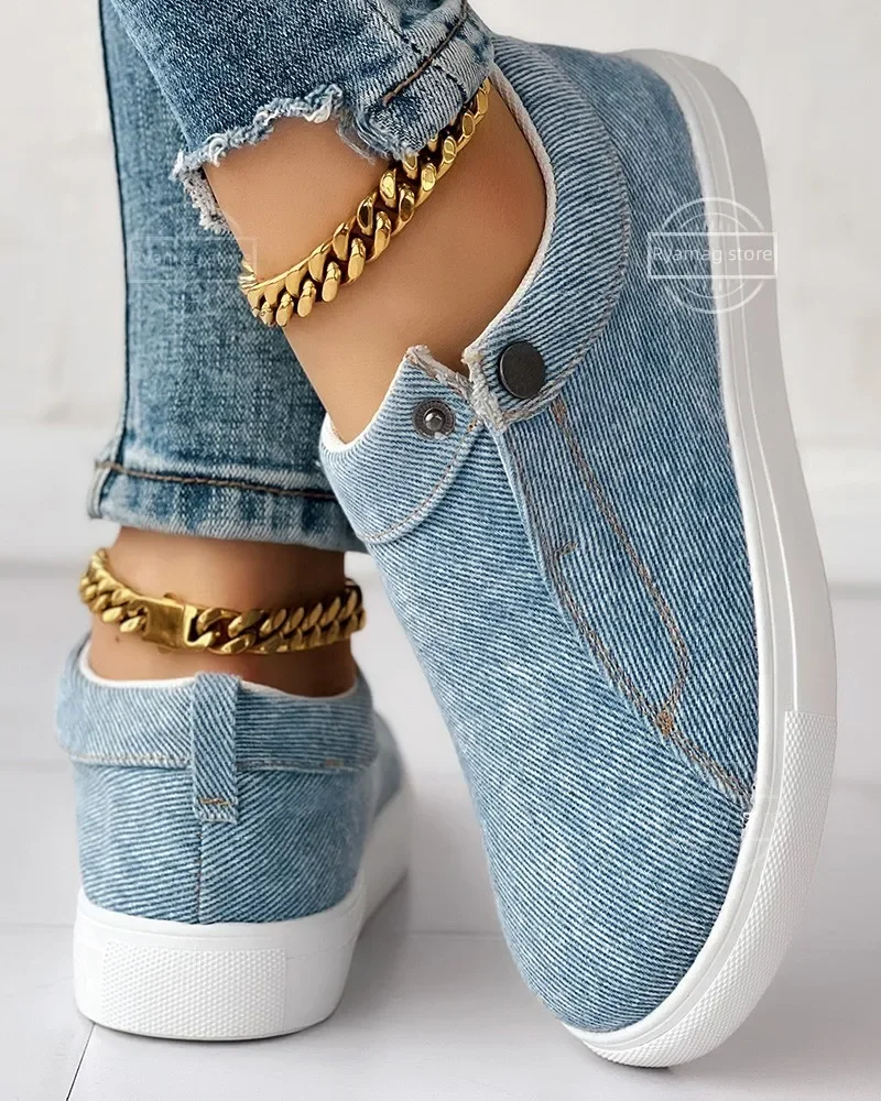 Sneakers Women Snap Button Round Toe Design Buckle Sneakers Ladies Breathable Sport Shoes Platform Vulcanized Shoes Zapatillas 5