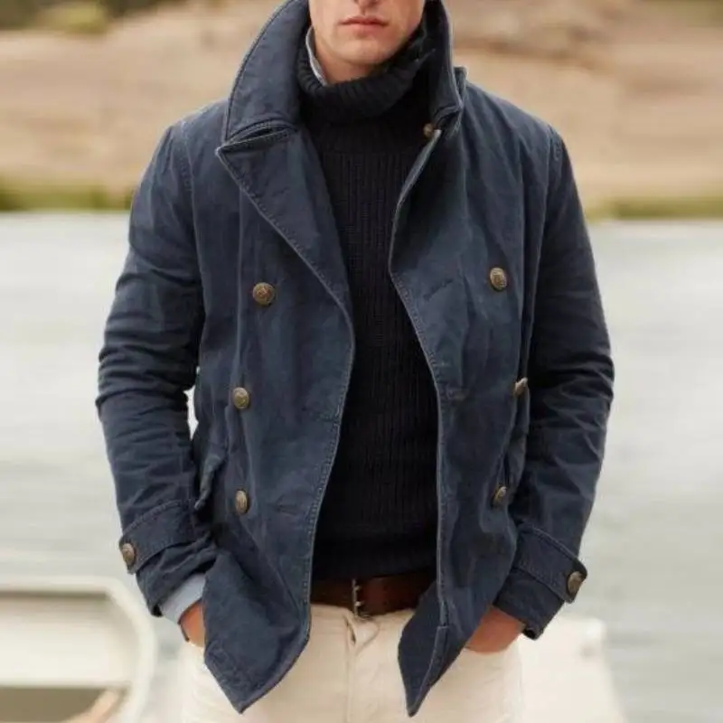 

New men's casual fashion open with solid color coat men