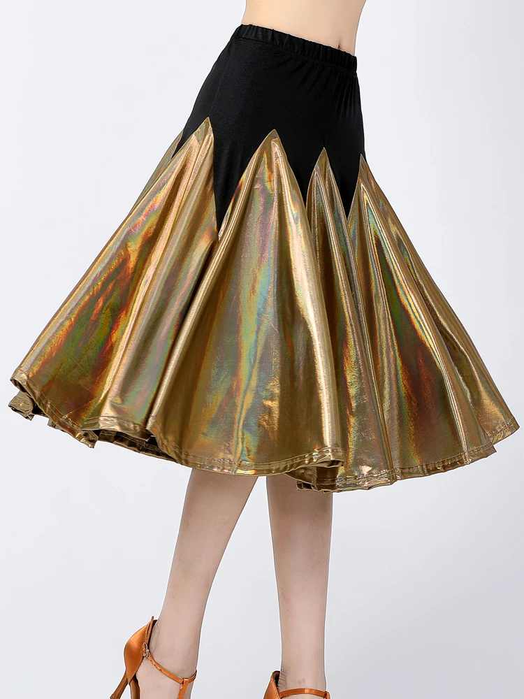 Shiny Women's Dance Skirts Latin Dance Skirt Swing Patchwork Ballroom
