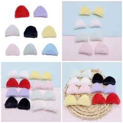 10 Pcs Girls Furry Ears DIY Padded Appliques Plush for Hairpin Headwear