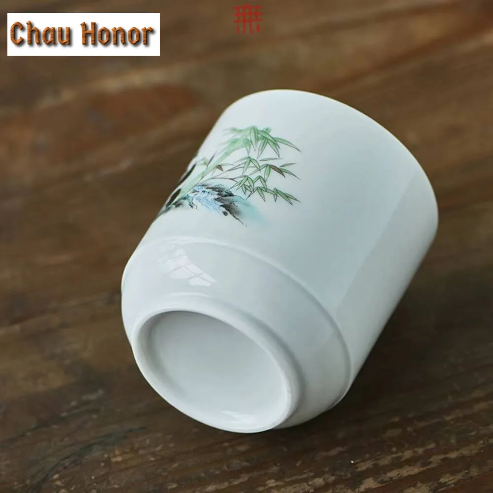 160ml Cute Panda Shadow Green Tea Cup Aesthetic Bamboo Teacup Beautiful Tea Cup Smelling Cup Tea Services Equipment Decoration