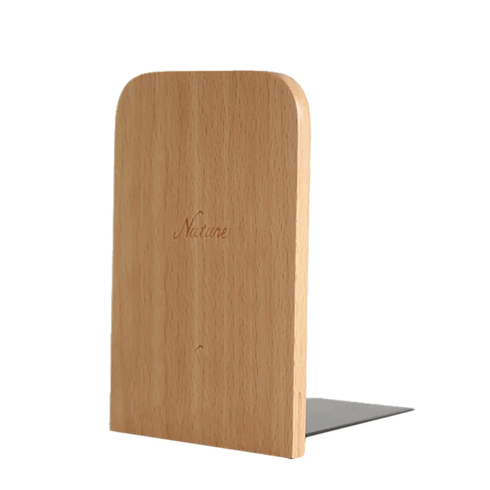 

2pcs Wood Bookend Book Stopper Heavy Duty Non- skid Bookend for Book Lovers