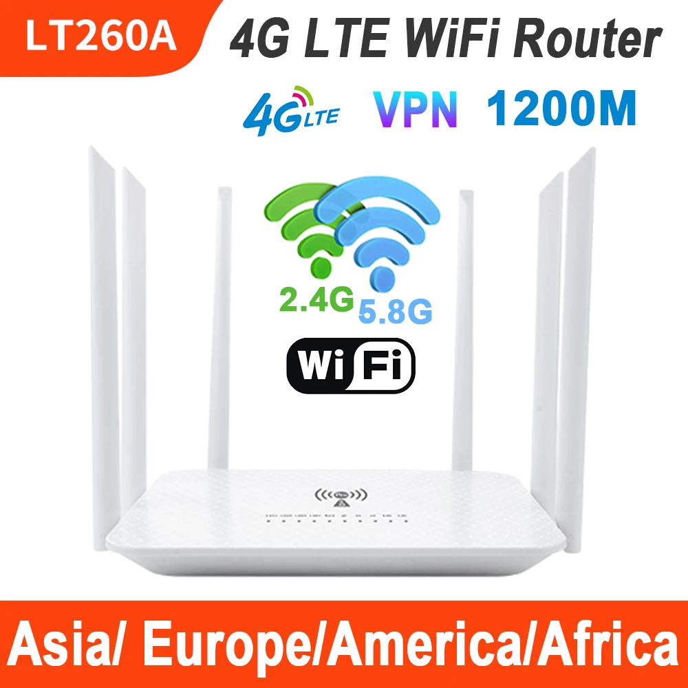 벤톤 듀얼 밴드 WiFi 핫스팟 라우터, SIM 카드 슬롯, 4G LTE 라우터, 2.4GHz, 5.8GHz, WiFi 리피터, 1200M, 유럽 및 아시아 지역용