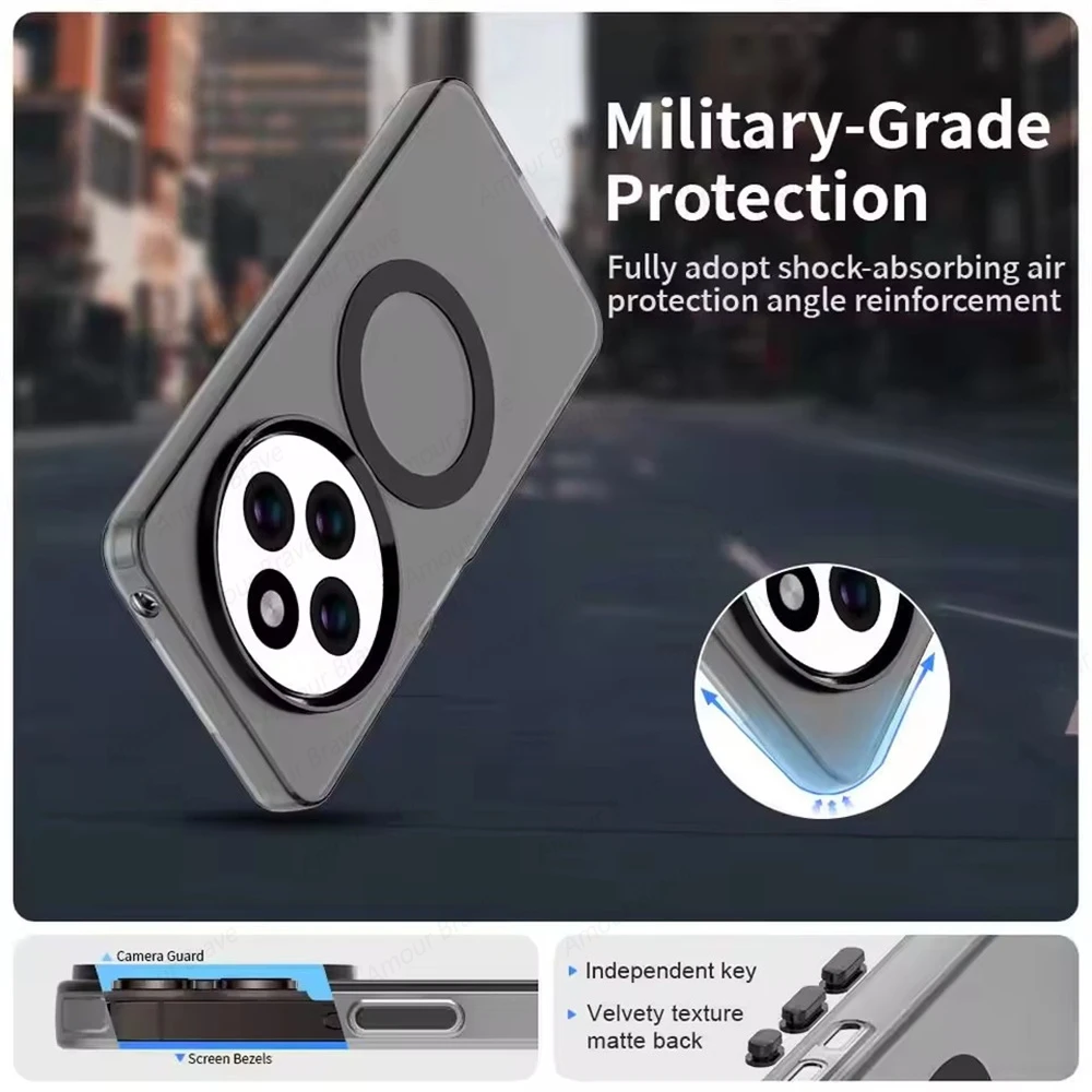 Sleek Matte Clear Shockproof Phone Case with Magnetic Cover Compatibility