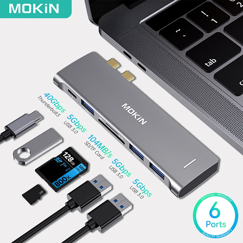 

USB-хаб MOKiN с портами USB 3,0 и кардридером для SD/TF-карт, 100 Вт
