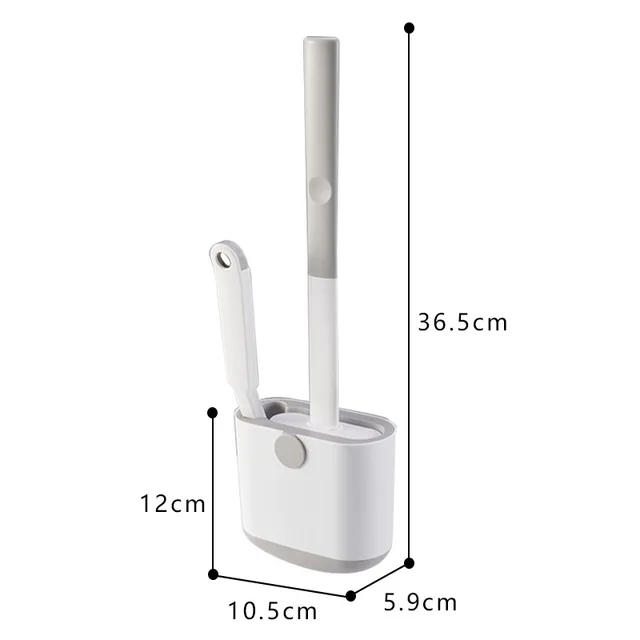 Wc -Kefe Beállított Falra Szerelt Lefolyó Tartóval Szilikon Lapos Fej Rugalmas Puha Sörték Tisztító Kefe - Image 6