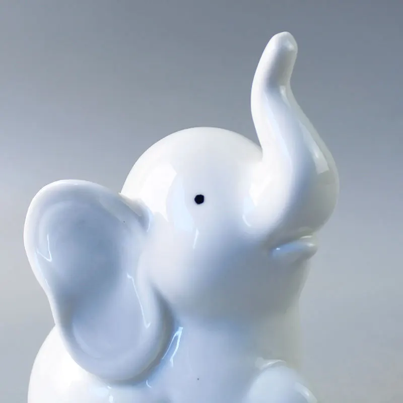 

Morden Ceramic Crafts Figurines Creative Animal Small Elephant Miniature Figurine Room Ornaments Cute Home Decor Gift For Girl