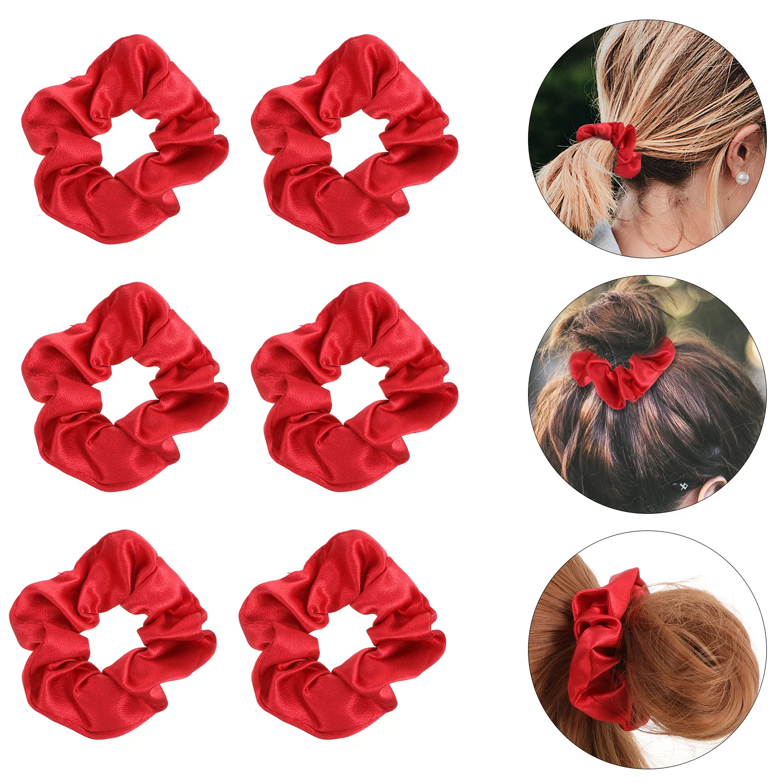 

Red Hair Ties Bands Scrunches Christmas Scrunchies Hair Ribbons Headband Xmas Women Headdress Cloth Ribbons