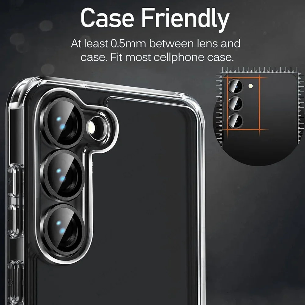 Premium 9H Tempered Glass Camera Screen Protector with Metal Lens Ring