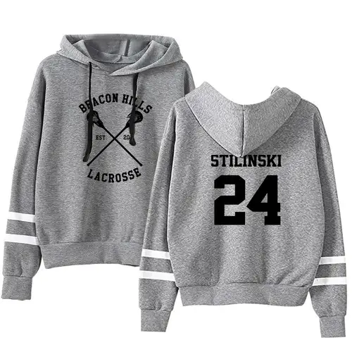 십대 늑대 후드티 남녀공용, 주머니가 없는 소매, 운동복, 하라주쿠 스트리트웨어, Stilinski 24 패션 의류, 플러스 사이즈 4
