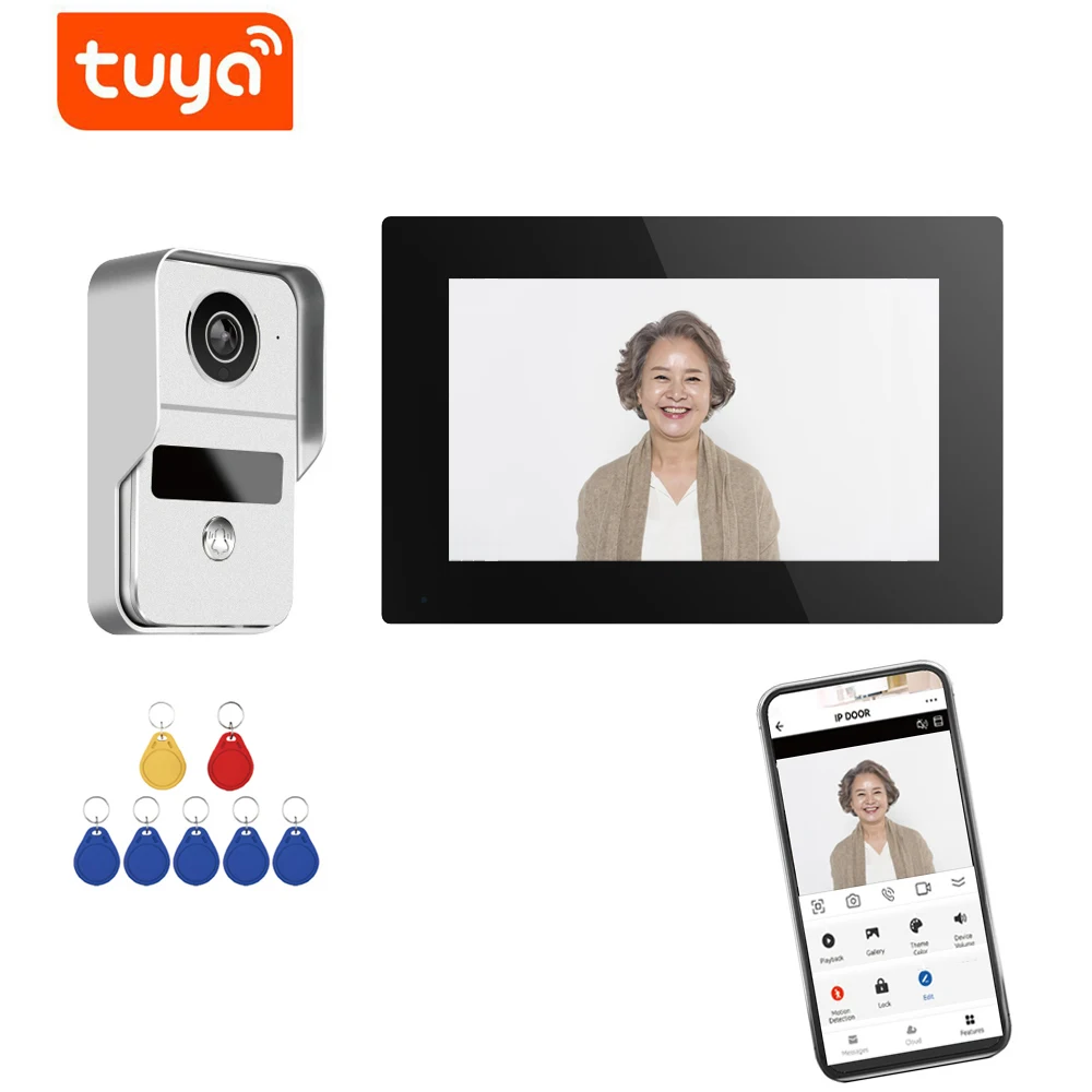 

New Arrival 1080p Video Door Phone Intercom Ethernet Smart Wifi Tuya Video Doorbell Waterproof with ID Card Unlockin Function