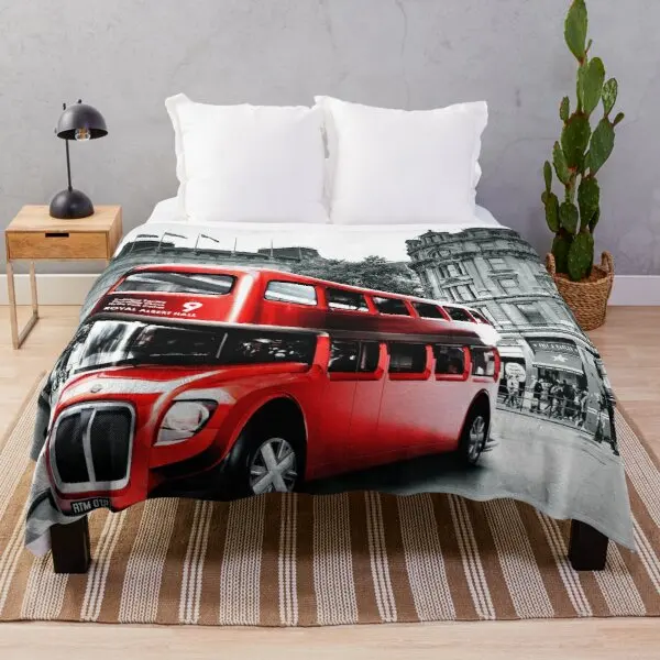 

Cartoon Cute Bus Pattern Flannel Throw Blanket King Queen Full Size Super Soft Lightweight Warm for Coach Travel Sofa Blanket