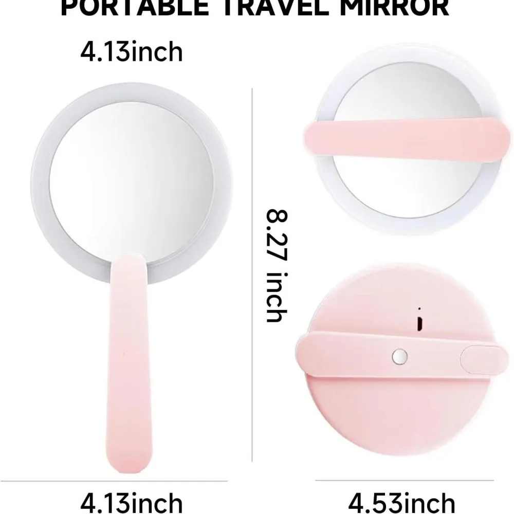 휴대용 회전 LED 화장품 거울, 회전 스위치가 있는 휴대용 충전식 화장품 거울, 여행 및 가정용으로 적합