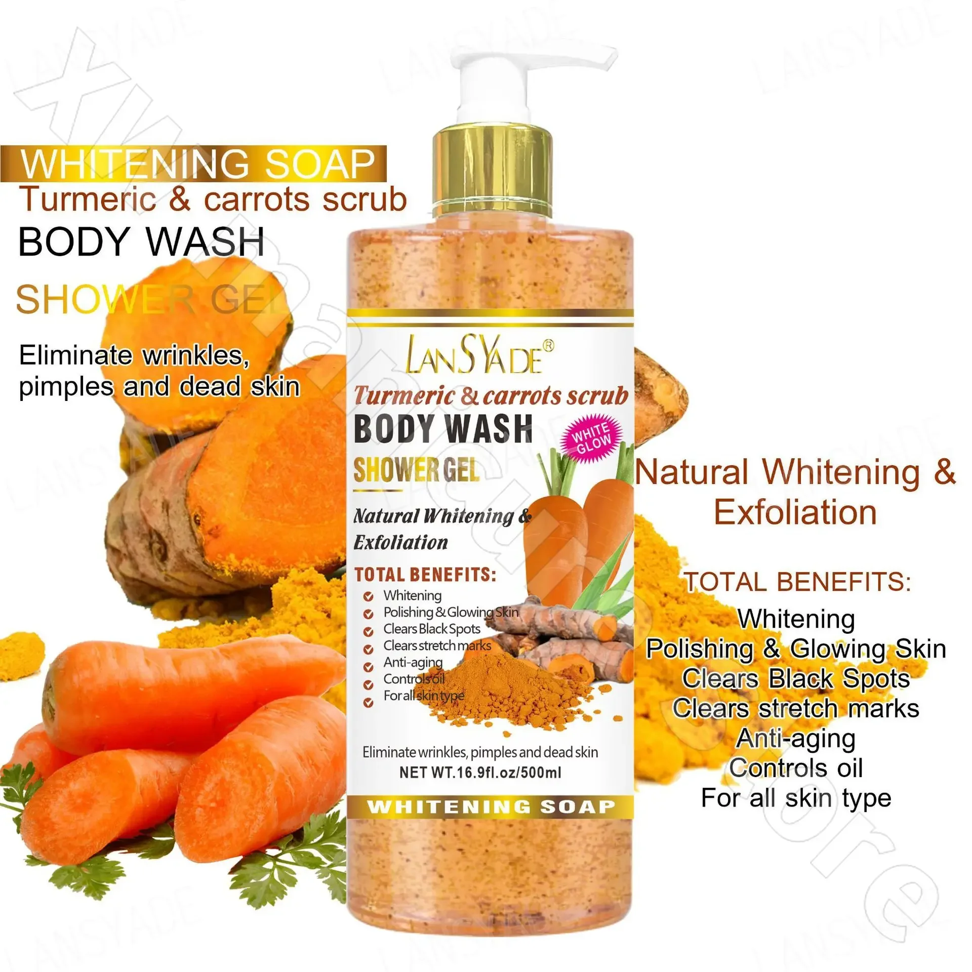 Scrub Shower Gel 500ml Silky Skin Rich Foam Refreshing Moisturizing Gentle Cleansing Improves Dullness Long-Lasting Fragrance body wash