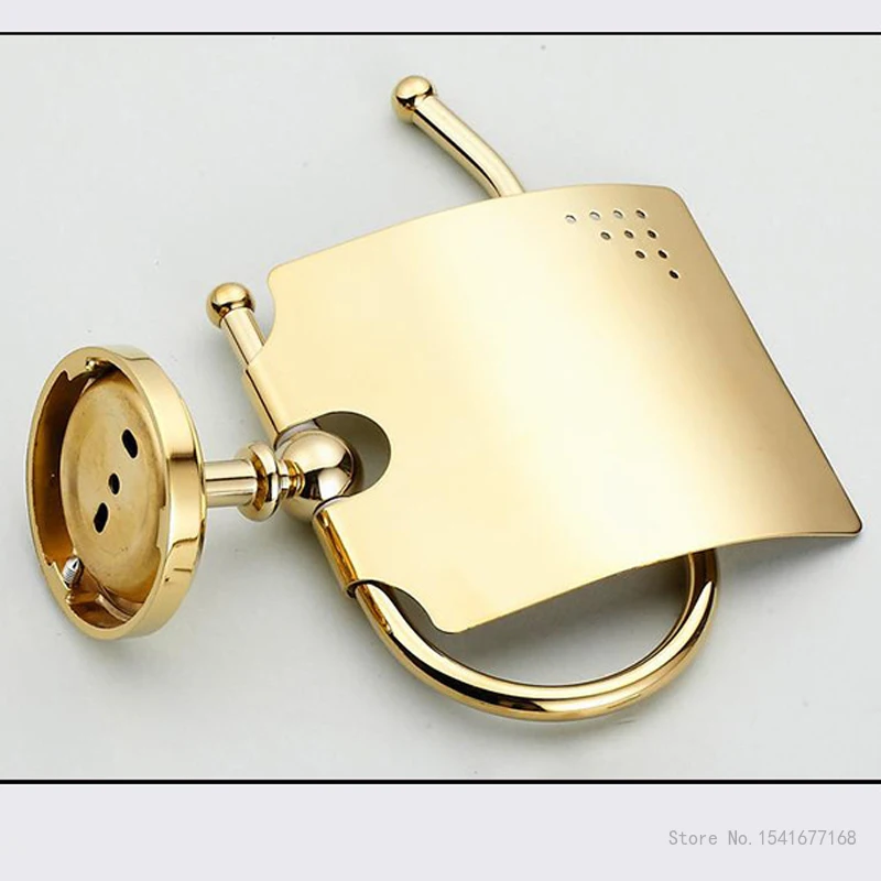 Golden Towel Rack Hair Dryer Frame Copper Hardware,Clothes Hook,Toilet Brush Cup Holder Soap dish Bathroom Accessories, 1Pc