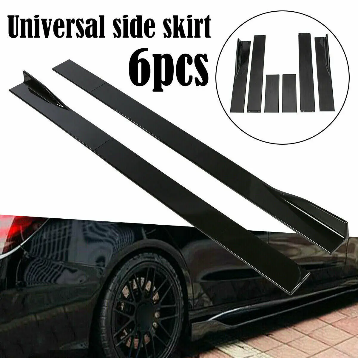 

2M Side Skirt Universal For FORD MUSTANG 2015 2016 2017 2018 2019 2020 2021 Extension Kit Splitter Apron Valance Car Accessories
