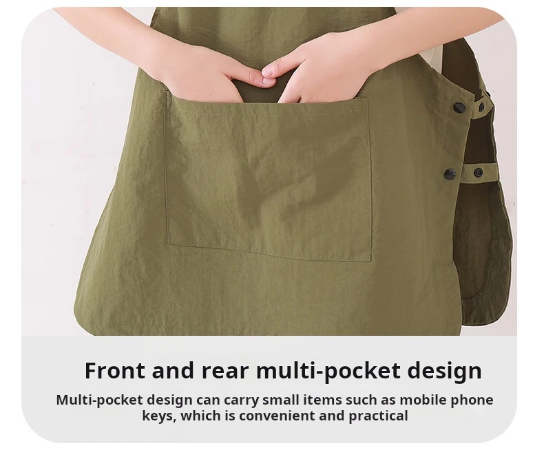 Unisex-Kochschürze mit Tasche, anpassbares Markenlogo, verstellbarer Umhängeband für Kellner und Köche in Restaurants – Detail 8