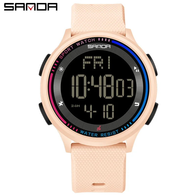 

Fashion Sanda Top Brand Led Digital Movement Teenager Students Hand Trendy Water Resistant Outdoor Sports Mode Wrist Stop Watch