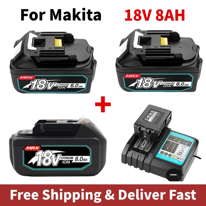 Nuova Batteria Al Litio 18V 5Ah 6Ah 8Ah Per Makita Bl1860 Bl1850B Bl1850 Bl1840 Bl1830 Bl1820 Bl1815 Lxt-400