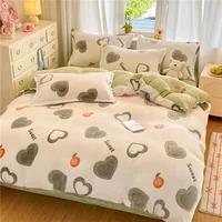 1PC White Gray Heart Orange Flannel Duvet Cover